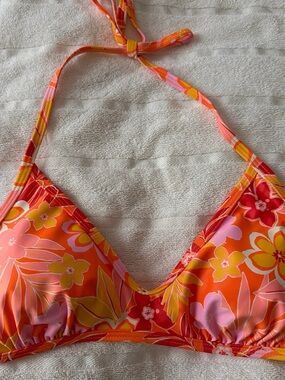 Xhilaration Orange Pink Yellow Floral Bikini Top